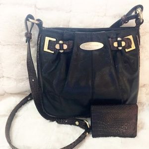 Vintage Brahmin Black & Brown Croc Embossed Crossbody and Brahmin Wallet